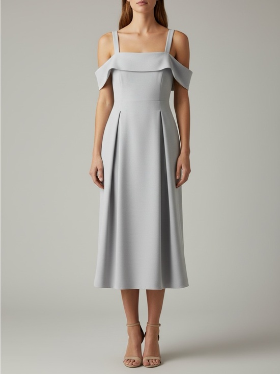 Karl Lagerfeld Dresses & Skirts - New Elegant Karl Lagerfeld Off-Shoulder Midi Dress in Light Gray size 12